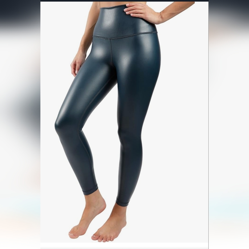 NWT WOMENS 90 Degree by Reflex Arctic Navy Leatherette Legging Size S